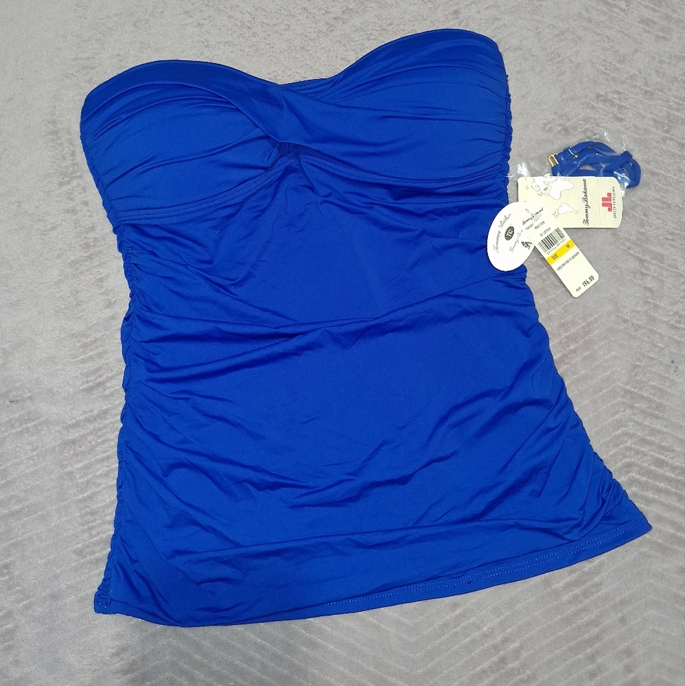 🆕 Tommy Bahama Royal Blue Cinched Twist Front Convertible Swimsuit Size Medium